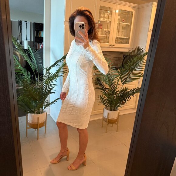 NEW White Long Sleeve Dress, REISS, US 6 - Picture 3 of 7